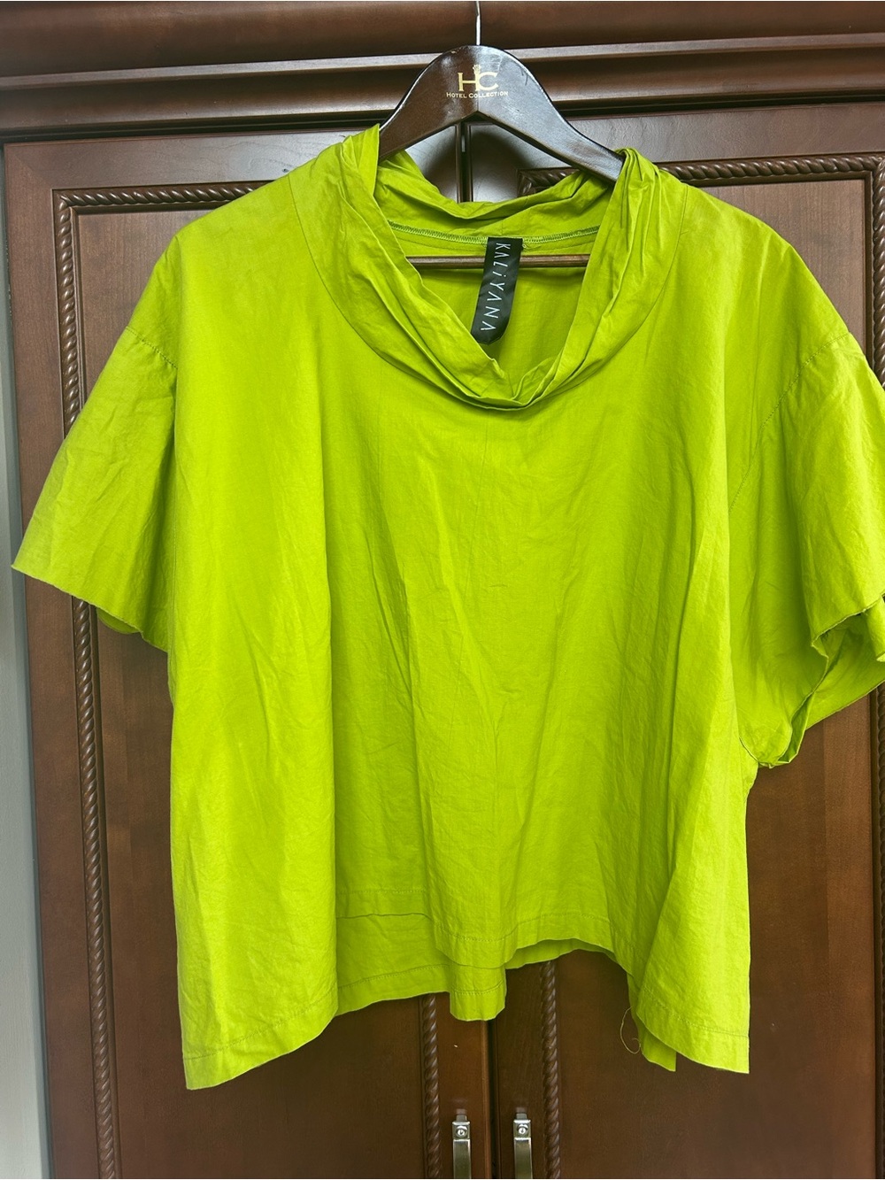 Kaliyana Lime Green Short Sleeve High Neck Tee